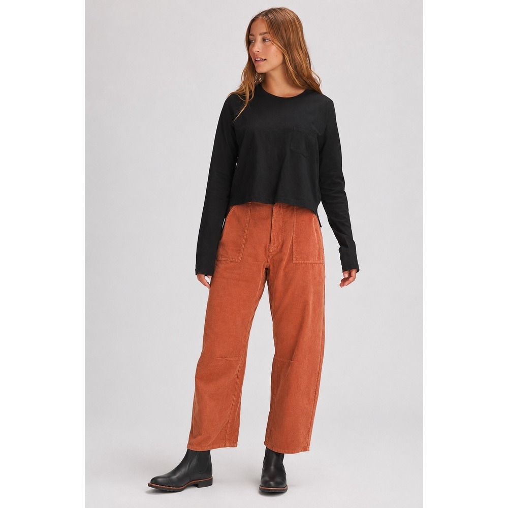 Basin + Range Curve Leg Pants Sz 2/4 Barrel Corduroy High Rise Ankle Crop S SM